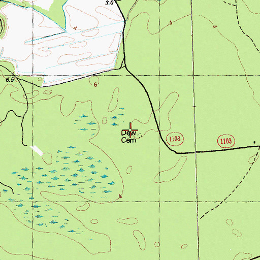Topographic Map of Dew Cemetery, NC