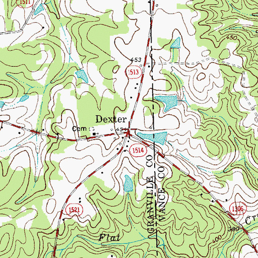 Topographic Map of Dexter, NC