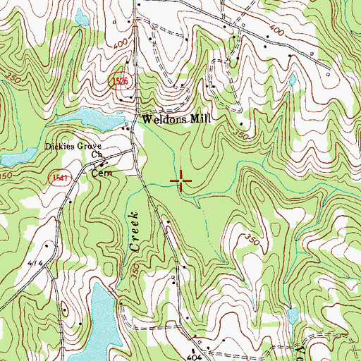 Topographic Map of Dickies Creek, NC
