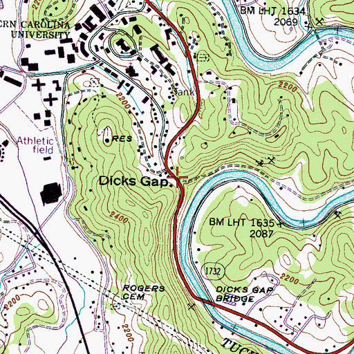 Topographic Map of Dicks Gap, NC