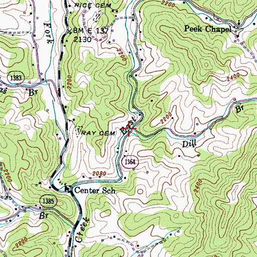 Topographic Map of Dill Branch, NC