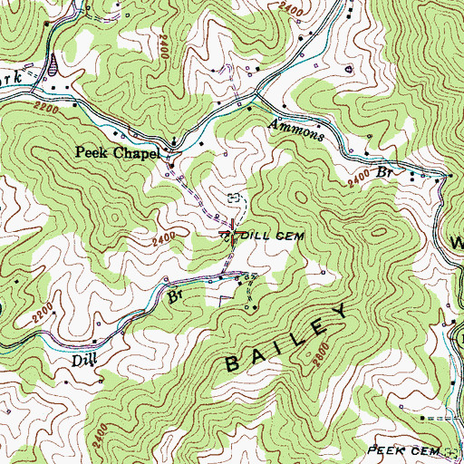 Topographic Map of Dill Cemetery, NC