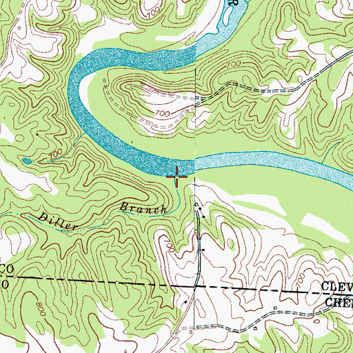 Topographic Map of Diller Branch, NC