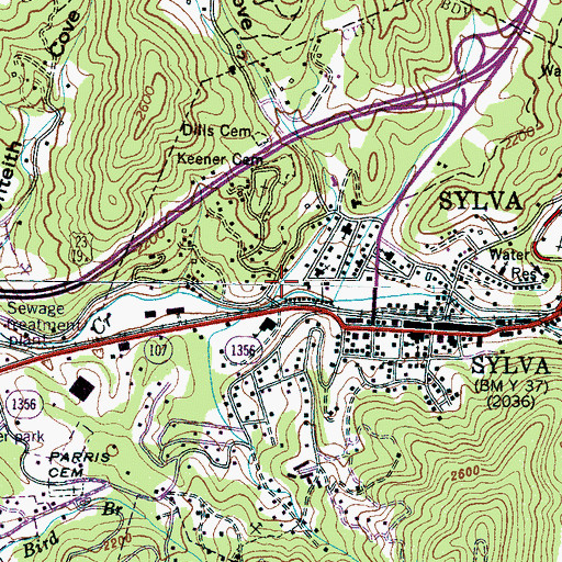 Topographic Map of Dills Cove, NC