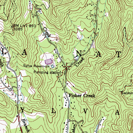 Topographic Map of Dills Creek, NC