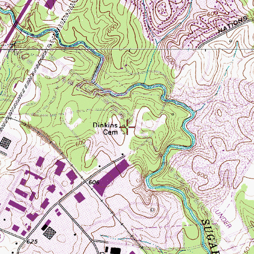 Topographic Map of Dinkins Cemetery, NC
