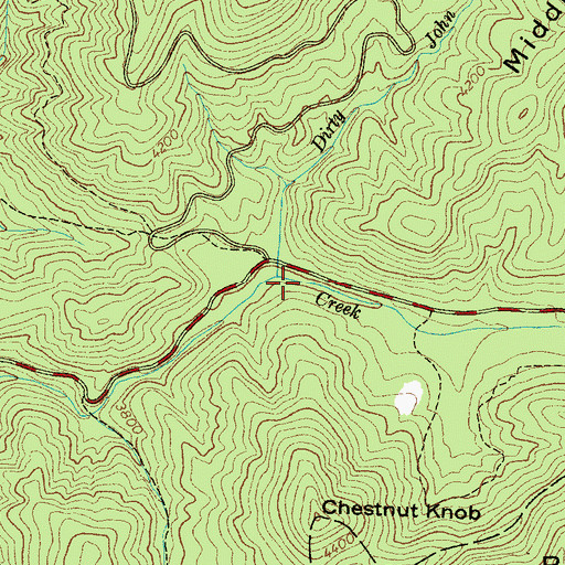 Topographic Map of Dirty John Creek, NC