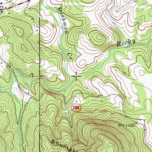 Topographic Map of Dishmon Creek, NC
