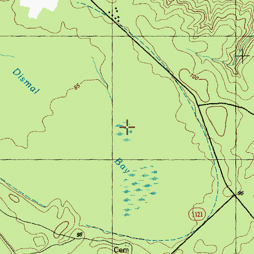 Topographic Map of Dismal Bay, NC