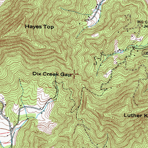 Topographic Map of Dix Creek Gap, NC