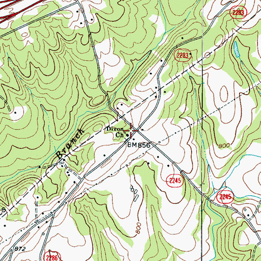 Topographic Map of Dixon Presbyterian Church, NC