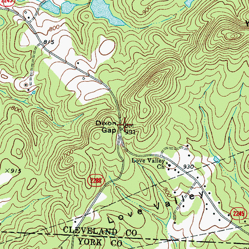 Topographic Map of Dixon Gap, NC