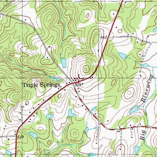Topographic Map of Triple Springs, NC