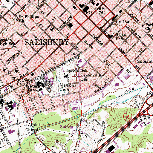 Topographic Map of Dixonville Cemetery, NC