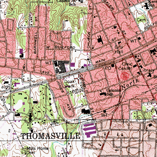 Topographic Map of Doak Park, NC