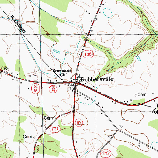 Topographic Map of Dobbersville, NC