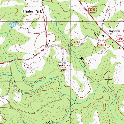 Topographic Map of Dobbins Cemetery, NC