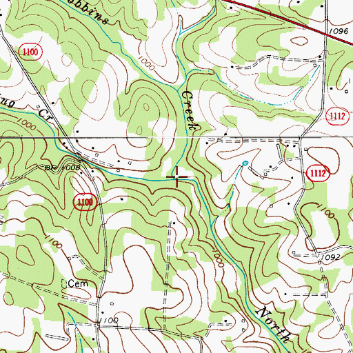 Topographic Map of Dobbins Creek, NC