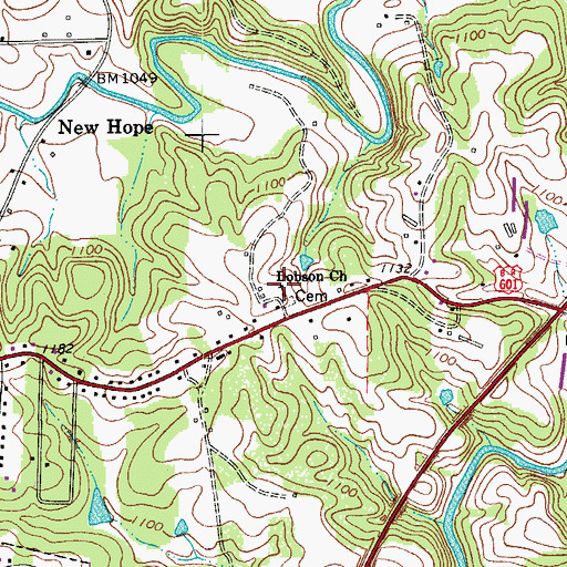 Topographic Map of Dobson Church, NC