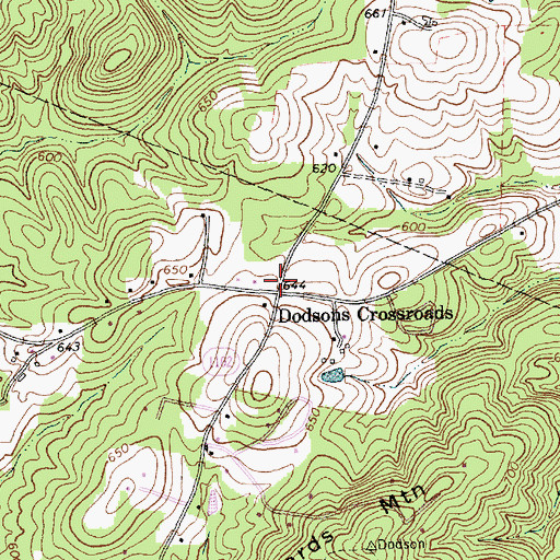 Topographic Map of Dodsons Crossroads, NC