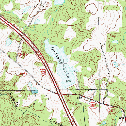 Topographic Map of Dodsons Lake, NC