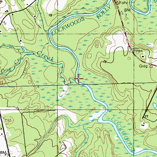Topographic Map of Doe Creek, NC