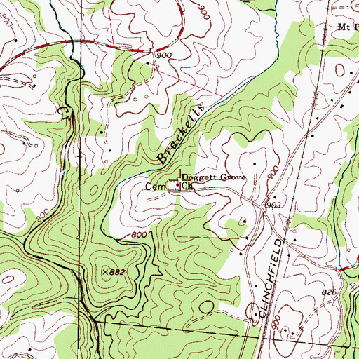 Topographic Map of Doggett Grove Church, NC