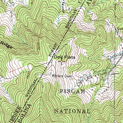 Topographic Map of Doll Flats, NC