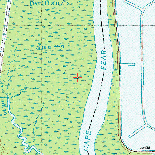 Topographic Map of Dollisons Swamp, NC