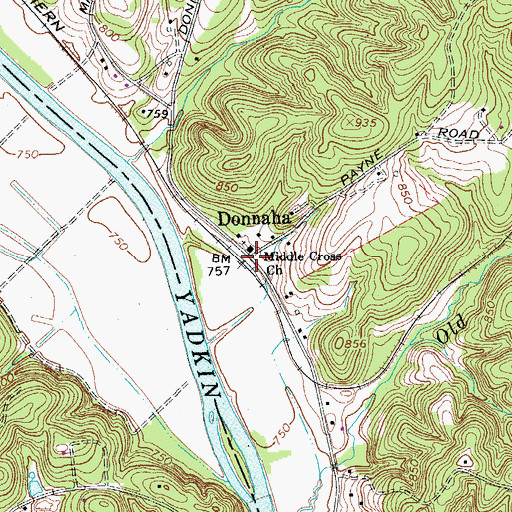 Topographic Map of Donnaha, NC