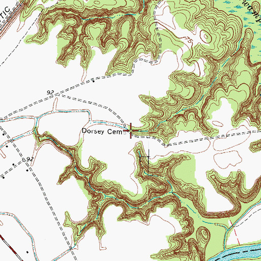 Topographic Map of Dorsey Cemetery, NC
