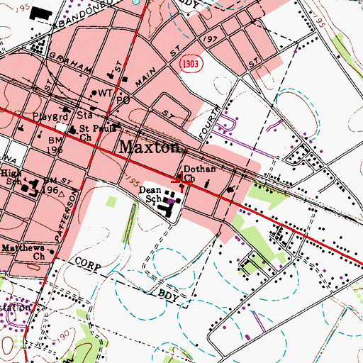 Topographic Map of Dothan Church, NC