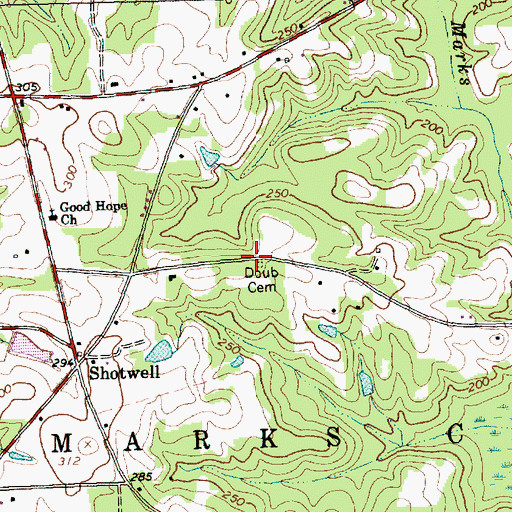 Topographic Map of Doub Cemetery, NC
