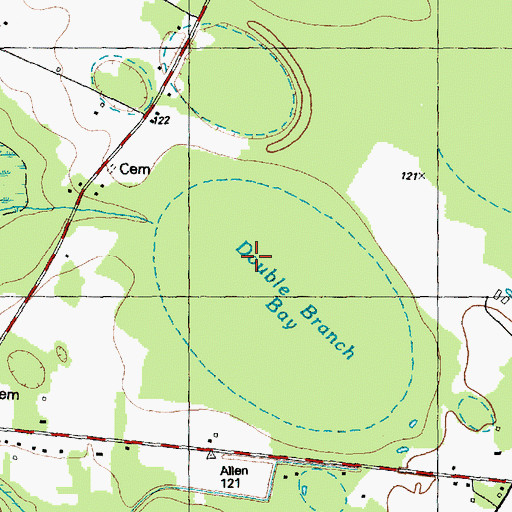 Topographic Map of Double Branch Bay, NC