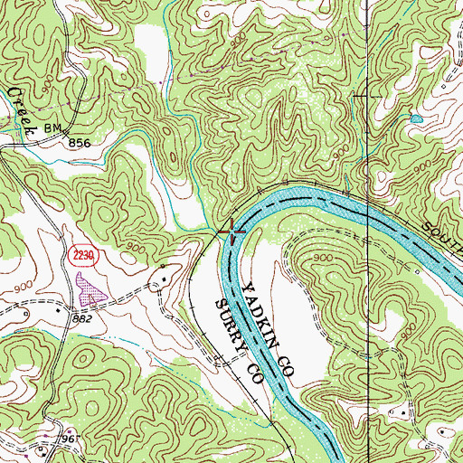 Topographic Map of Double Creek, NC