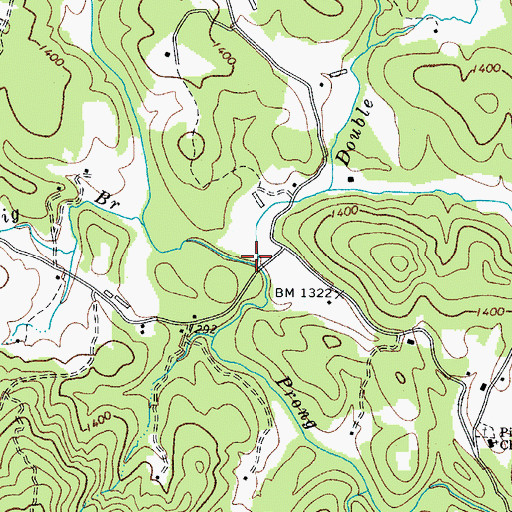 Topographic Map of Double Creek, NC
