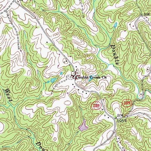 Topographic Map of Double Creek Church, NC