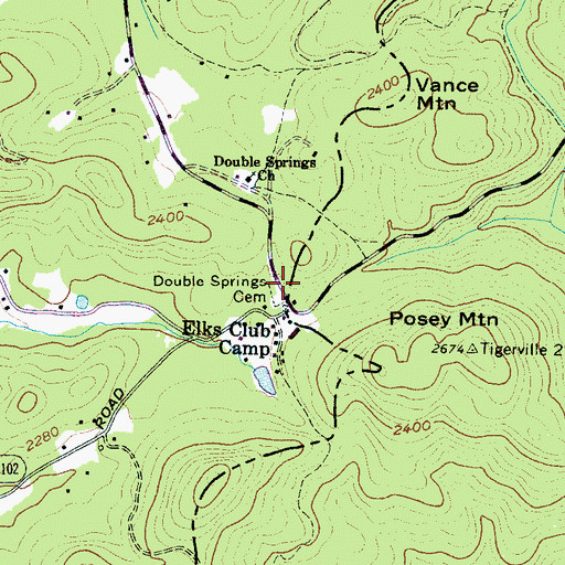 Topographic Map of Double Springs Cemetery, NC