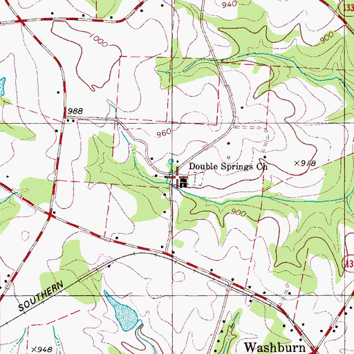 Topographic Map of Double Springs Baptist Church, NC