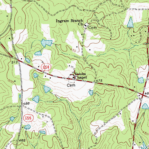 Topographic Map of Doubs Chapel, NC