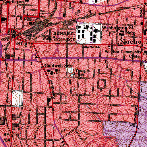 Topographic Map of Douglas Park, NC