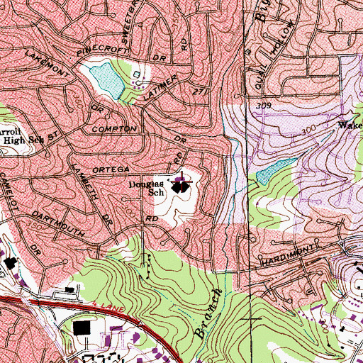Topographic Map of Douglas School, NC