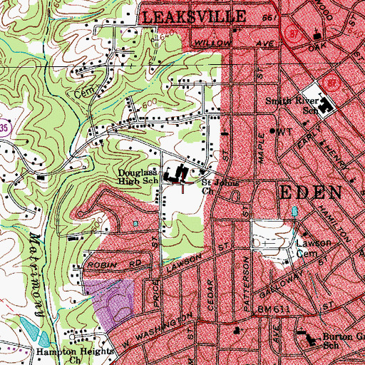 Topographic Map of Douglass High School, NC