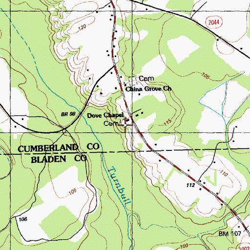 Topographic Map of Dove Chapel, NC