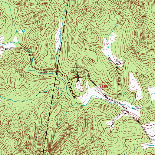 Topographic Map of Dover Church, NC