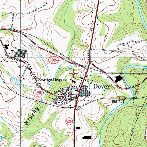 Topographic Map of Dover School, NC