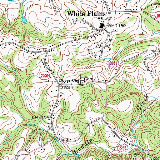 Topographic Map of Dover Church, NC