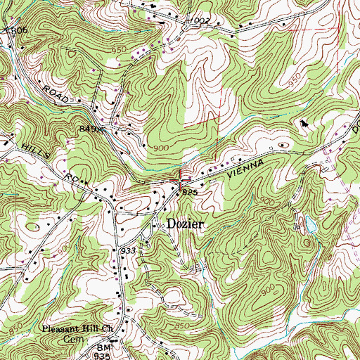 Topographic Map of Dozier, NC