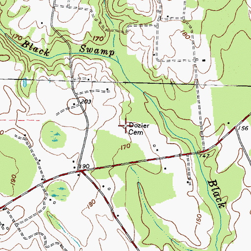 Topographic Map of Dozier Cemetery, NC