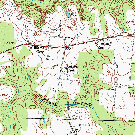 Topographic Map of Dozier Cemetery, NC
